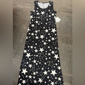 NWT LuLaRoe Dani Americana Black White Star Maxi Dress Sz L